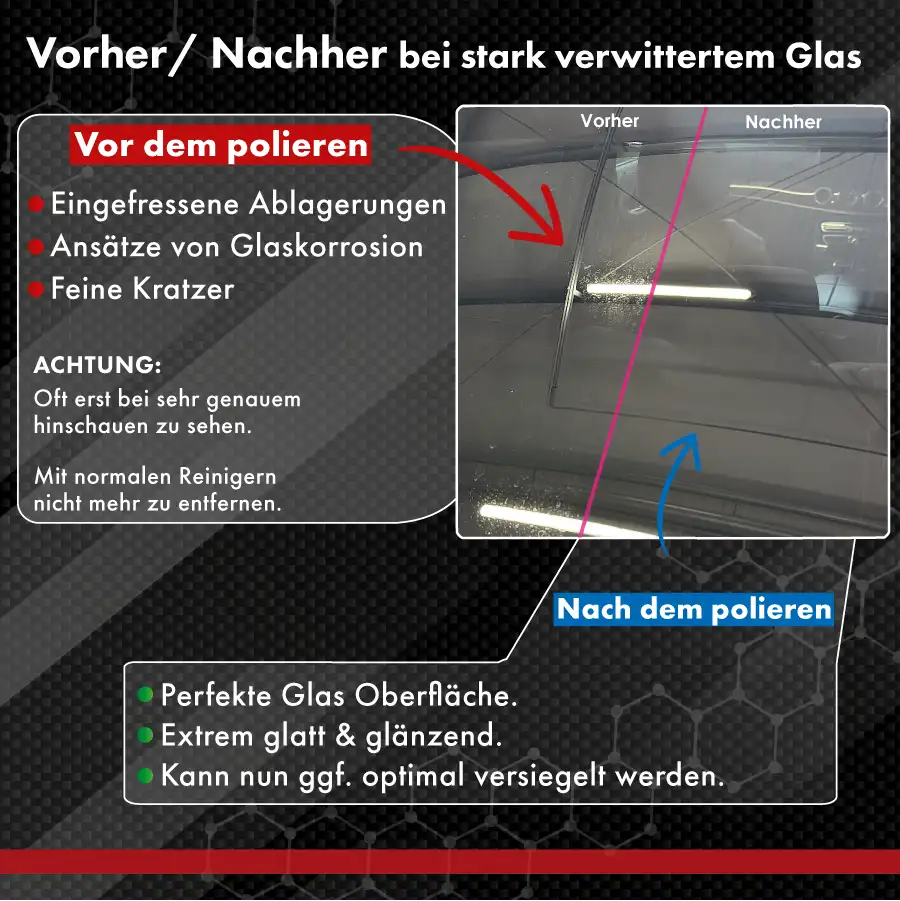vorher nachher vergleich vom glas polieren