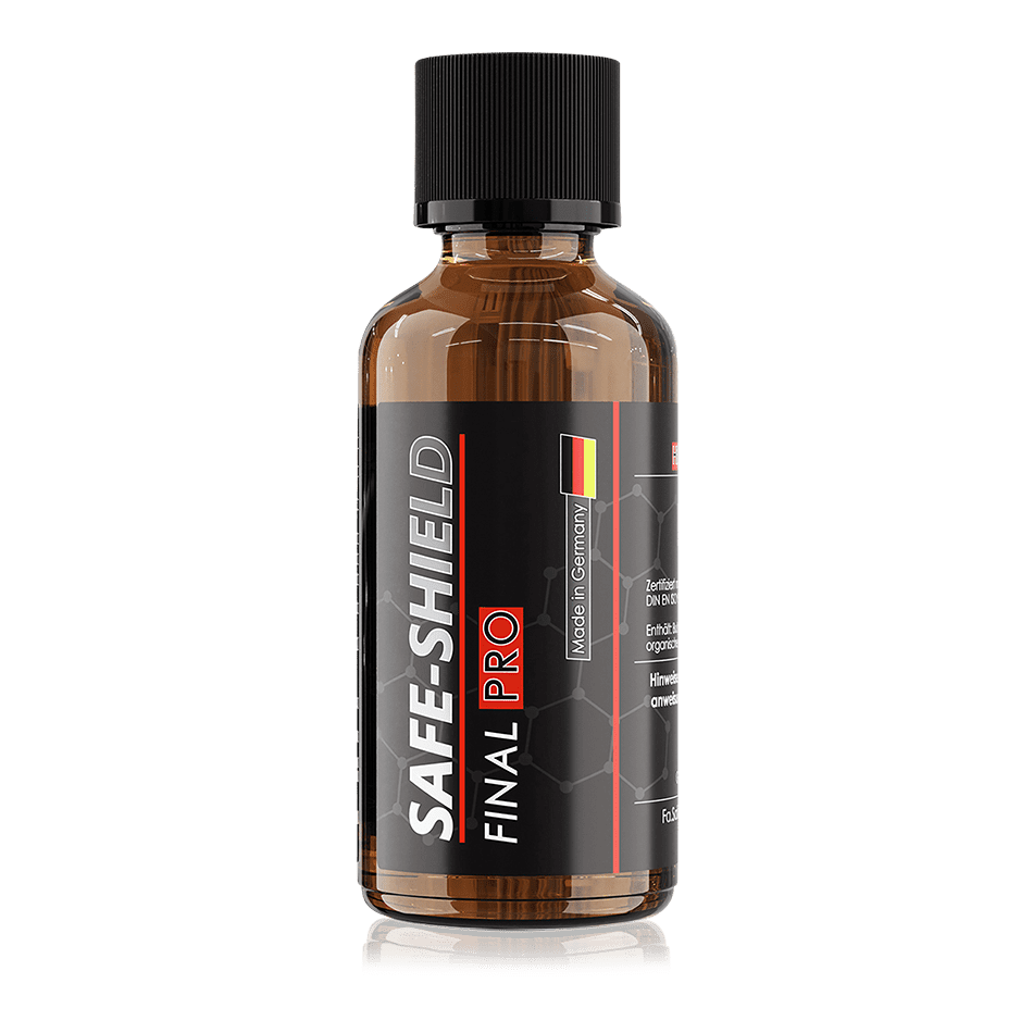 Safe-Shield Final PRO ceramic coating in a brown glass bottle