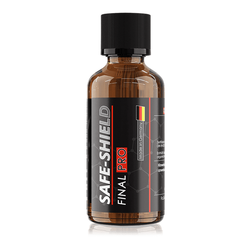 Safe-Shield Final PRO ceramic coating in a brown glass bottle