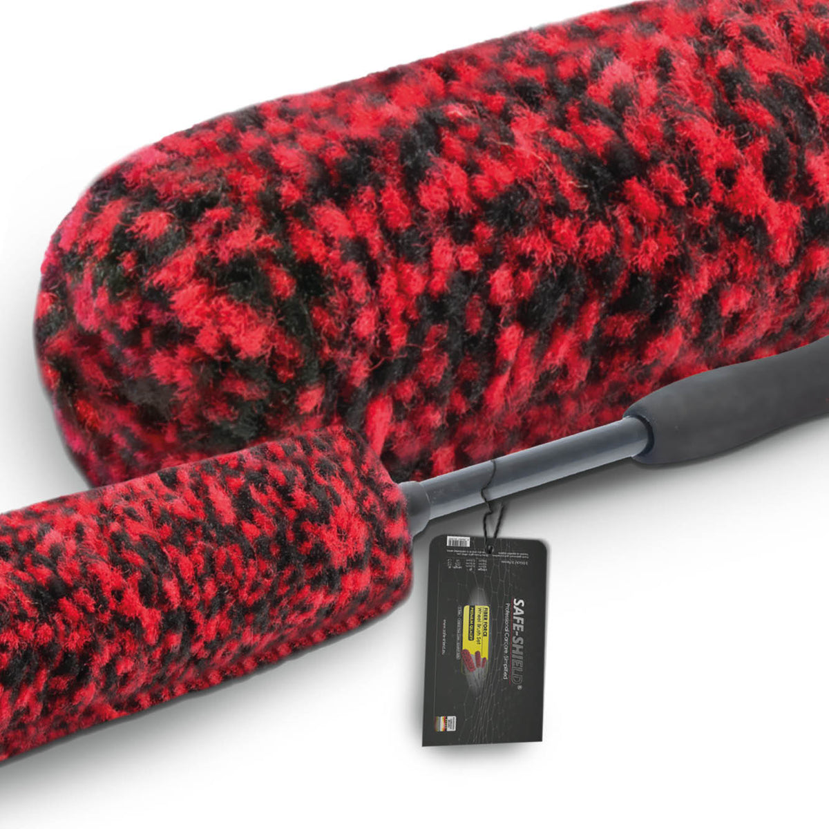 Safe-Shield FiberForce wheel brushes with red and black fibres