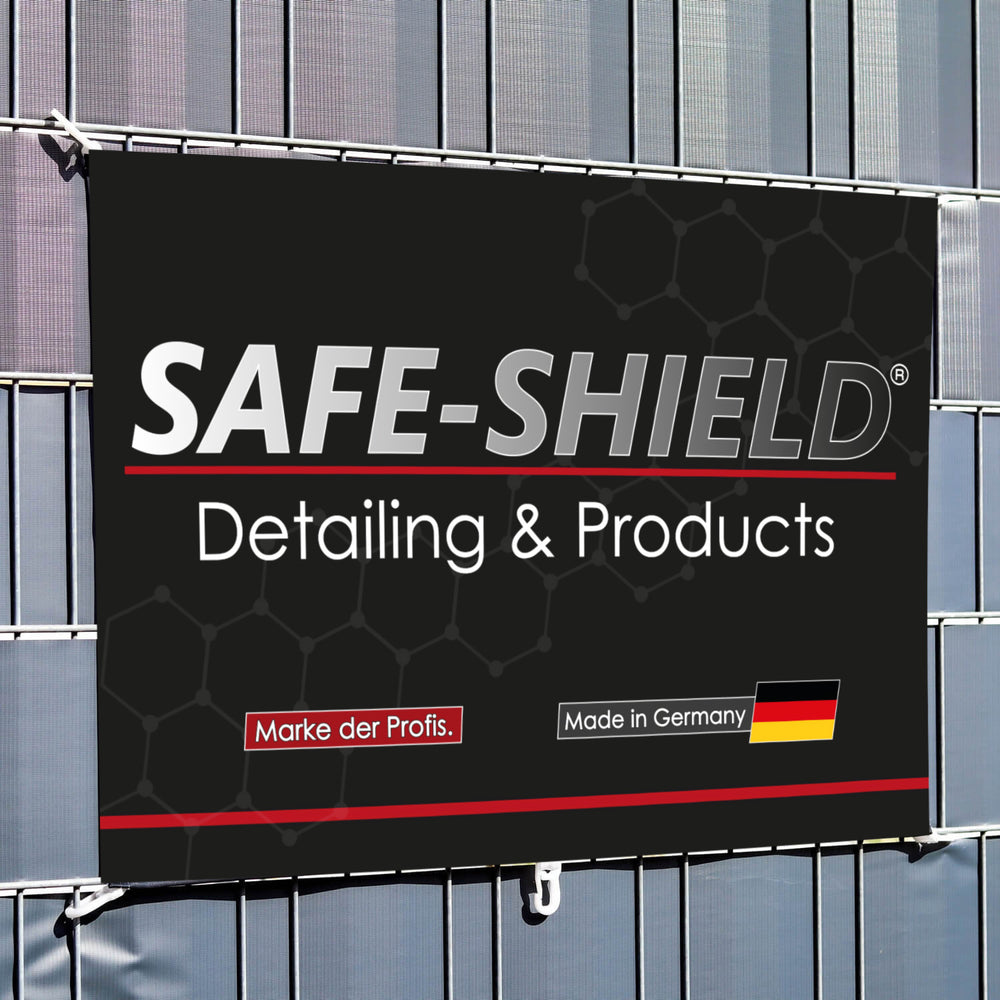 Safe-Shield Textilbanner für Detailing-Halle und Werkstatt