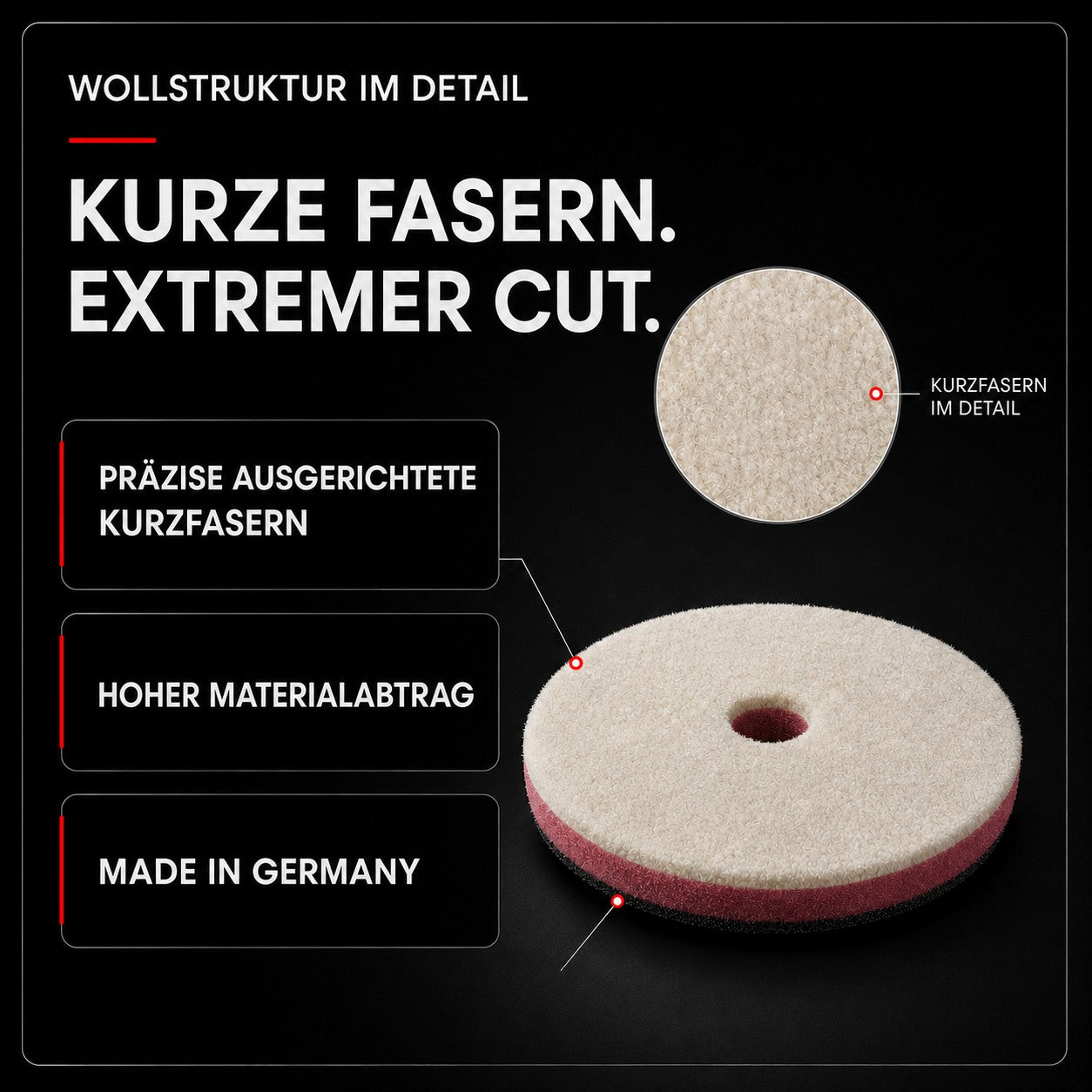 Wool Cutting Pad mit Max Cut Schleifpolitur für intensive Defektkorrektur